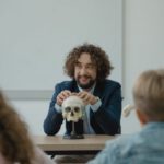 Study - Teacher Showing His Class a Human Skull