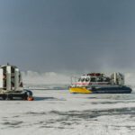 Sea Temperature - Modern hovercraft on frozen sea