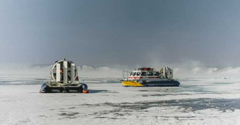 Sea Temperature - Modern hovercraft on frozen sea